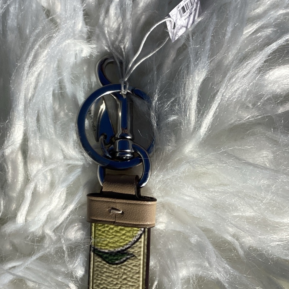 NWT Coach Trigger Snap Yellow Lemon Keychain Bag Charm with Silver Accents - Picture 8 of 8